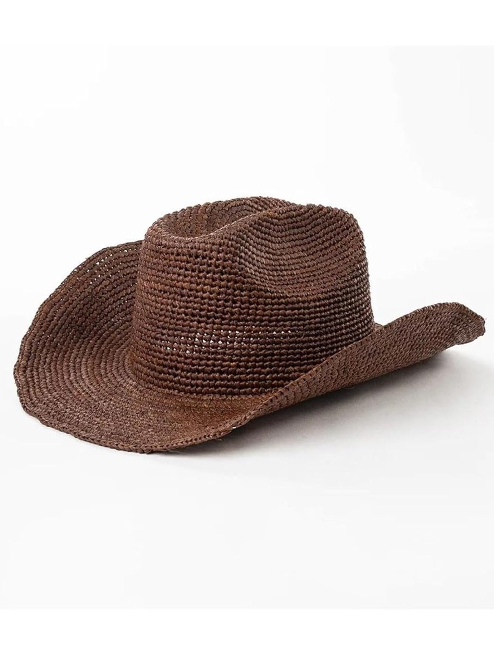 Brown Woven Raffia Cowboy Hat Womens